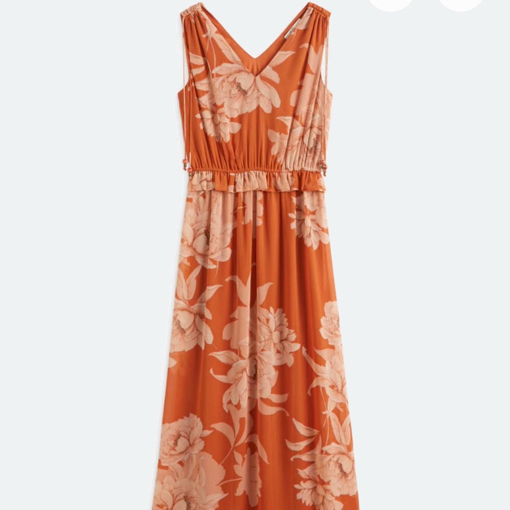 Orange Sleeveless V-Neck Maxi Sundress